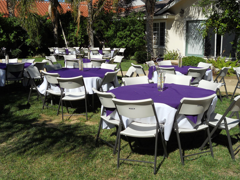 8x6_tablecloth_round_tables_and_chairs Table and Chair Combos - Table with table cloths and Purple Linen