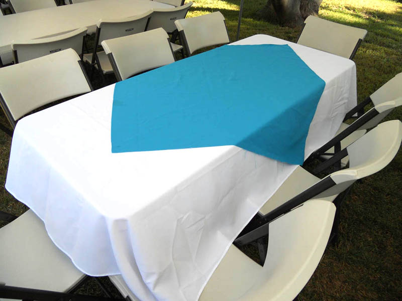 8x6_tablecloth_with_blue_diamond_tables Table and Chair Combos - Table Cloth with Blue Diamond Center Piece