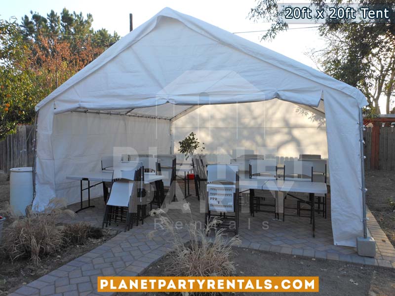 20ft x 20ft white party tent with sidewalls