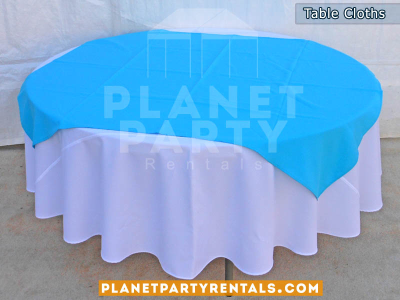 Table Cloths Party Als Tents Tables Chairs Jumpers Patioheaters White Round Table Cloth With Light Blue Diamond Runner For San Fernando