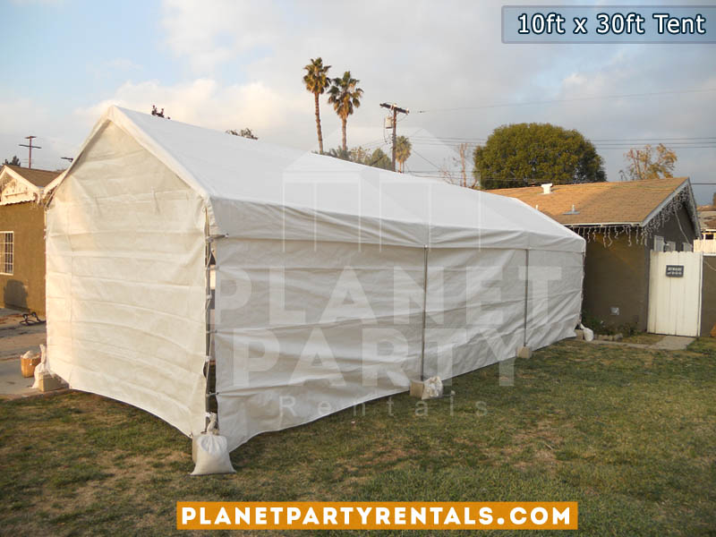 10ft x 30ft Party Tent (White) shown with sidepanels