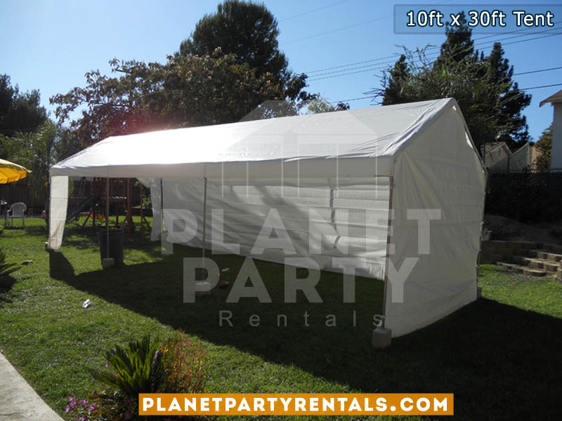 10ft x 30ft Party Tent (White) shown with sidepanels